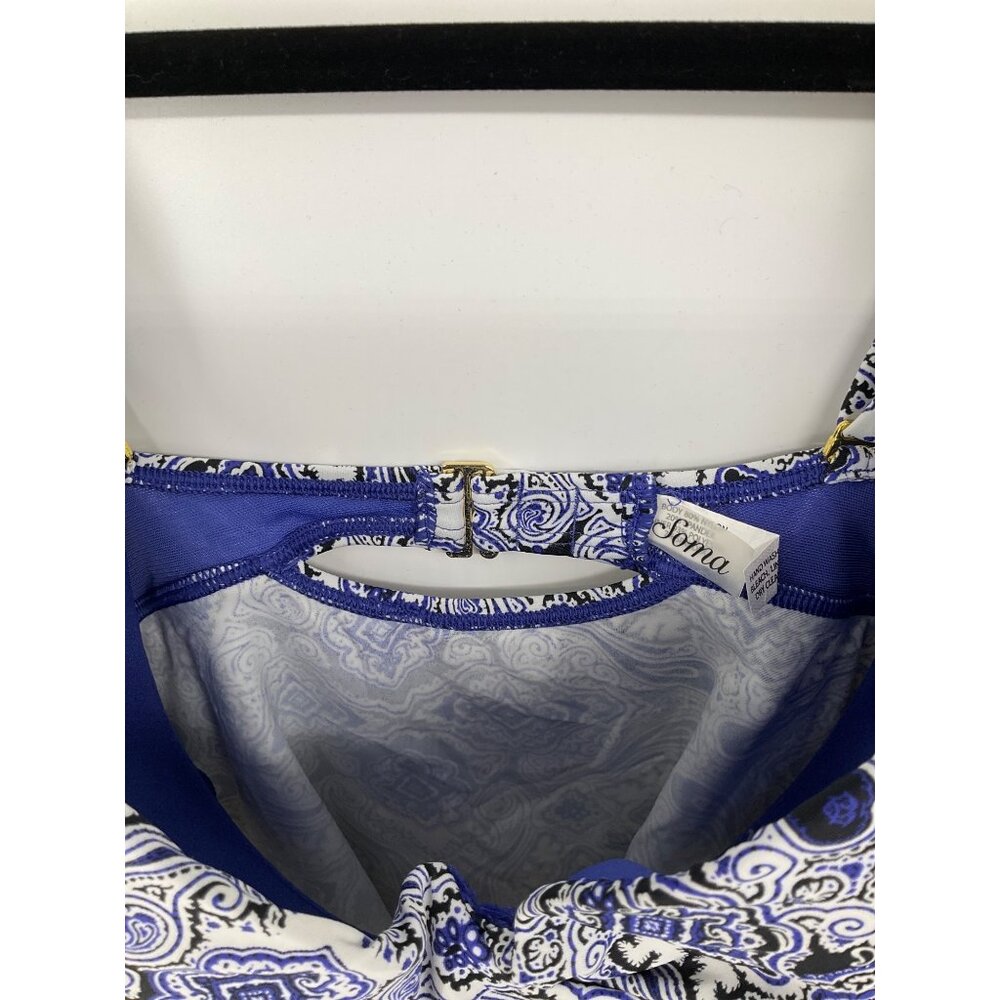SOMA size 36C NEW Blue White Paisley Underwire Tankini Swimsuit TOP - Picture 4 of 9